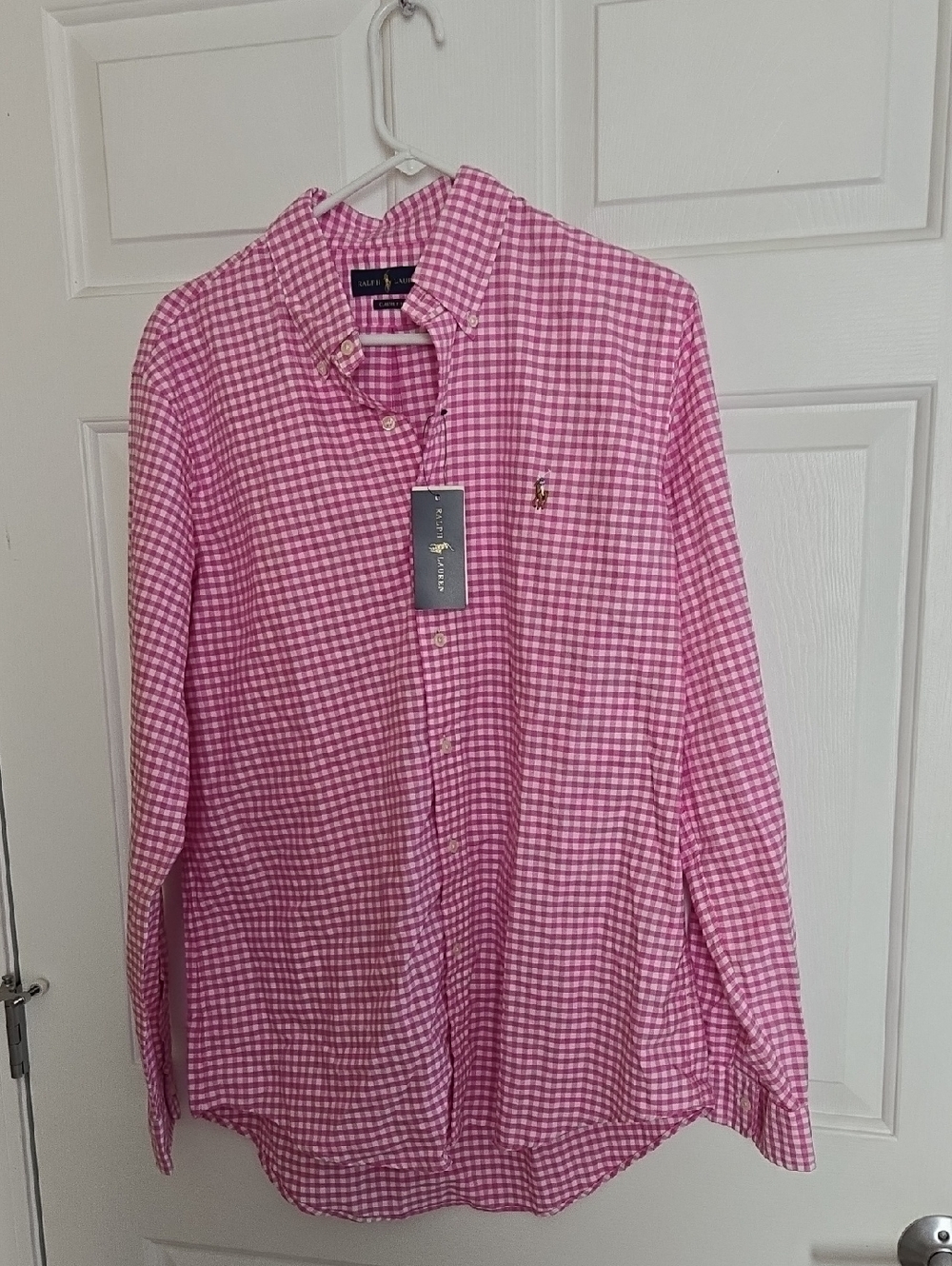 Polo by Ralph Lauren Pink Gingham Button-Down Shirt. Large. Brand NEW With Tags!